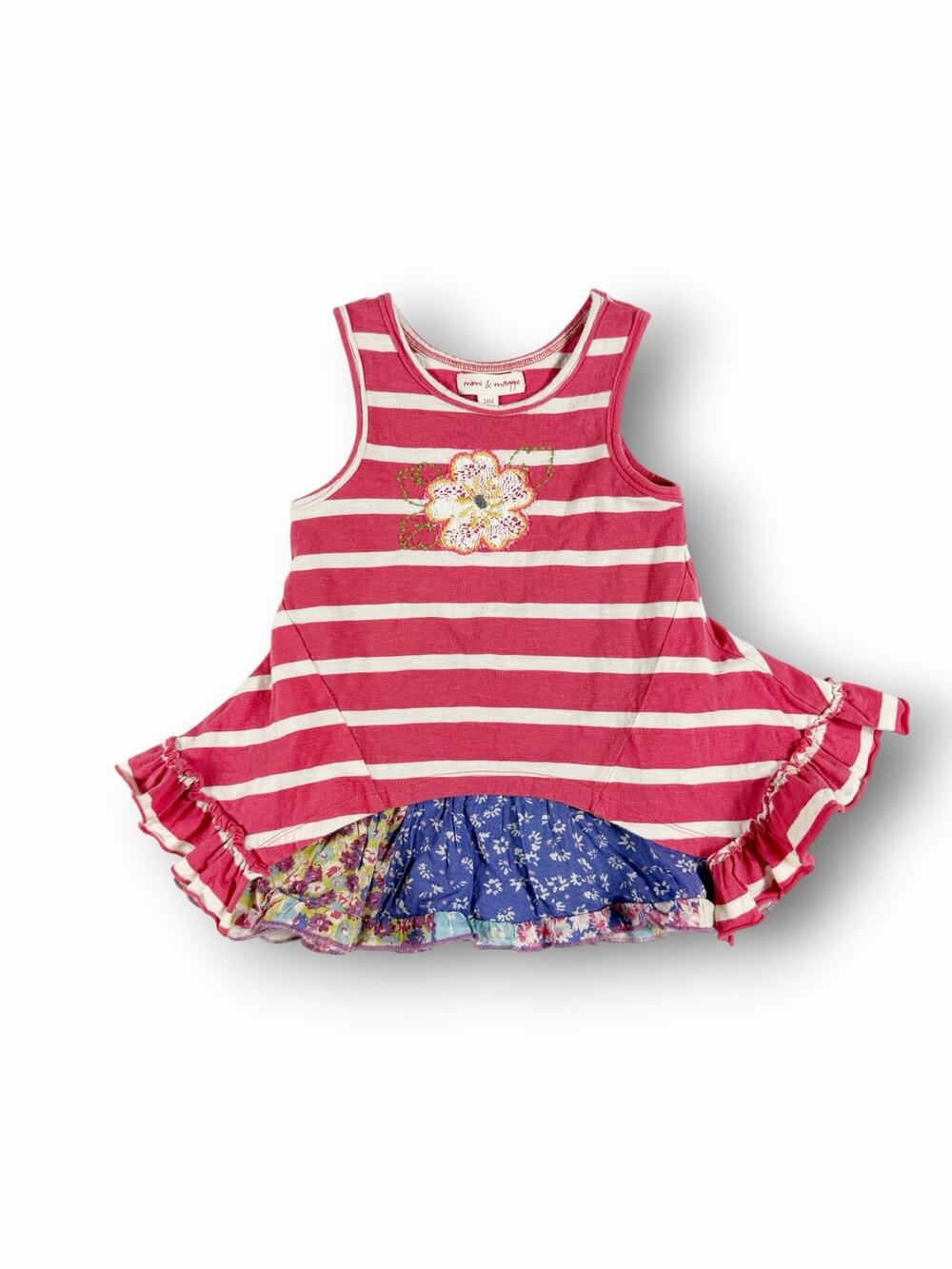 Mimi & Maggie Striped Floral Handkerchief Dress 24 Months